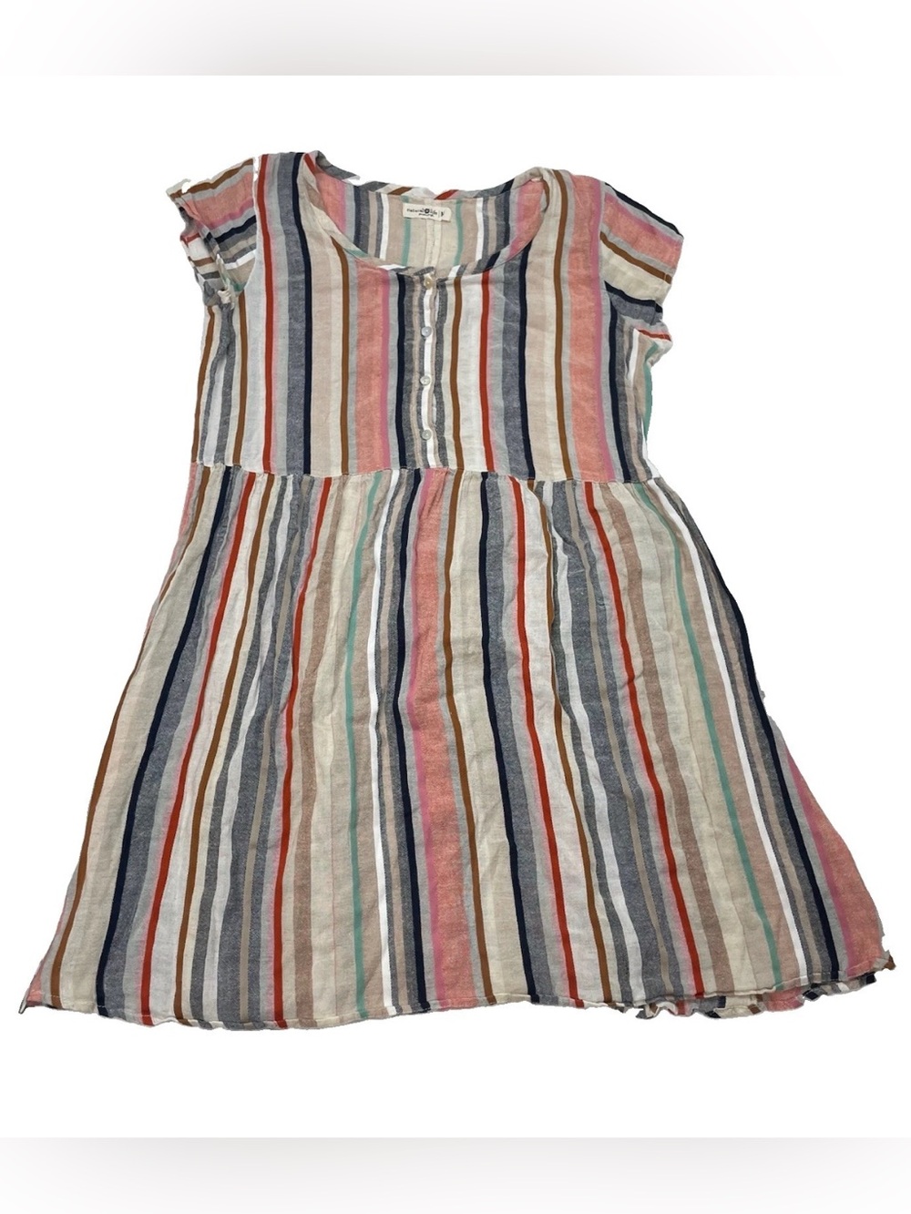Natural Life Women’s Size M Medium Striped Lightweight Midi Dress Linen Blend